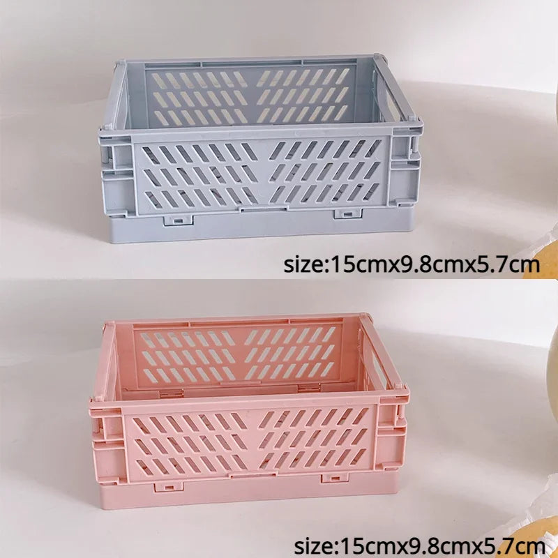 Plastic Foldable Storage Crate Folding Box Basket Stackable Cute Makeup Jewellery Toys Boxes for Storage Box Organizer Portable Leedoar