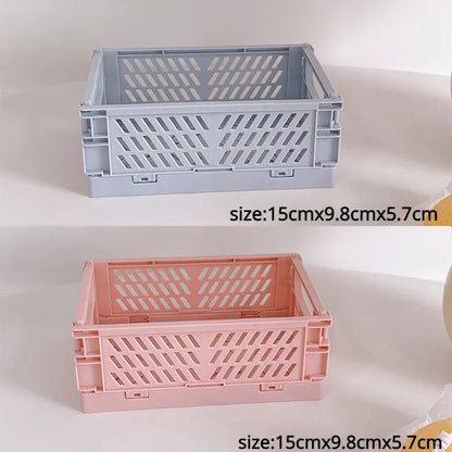 Plastic Foldable Storage Crate Folding Box Basket Stackable Cute Makeup Jewellery Toys Boxes for Storage Box Organizer Portable Leedoar