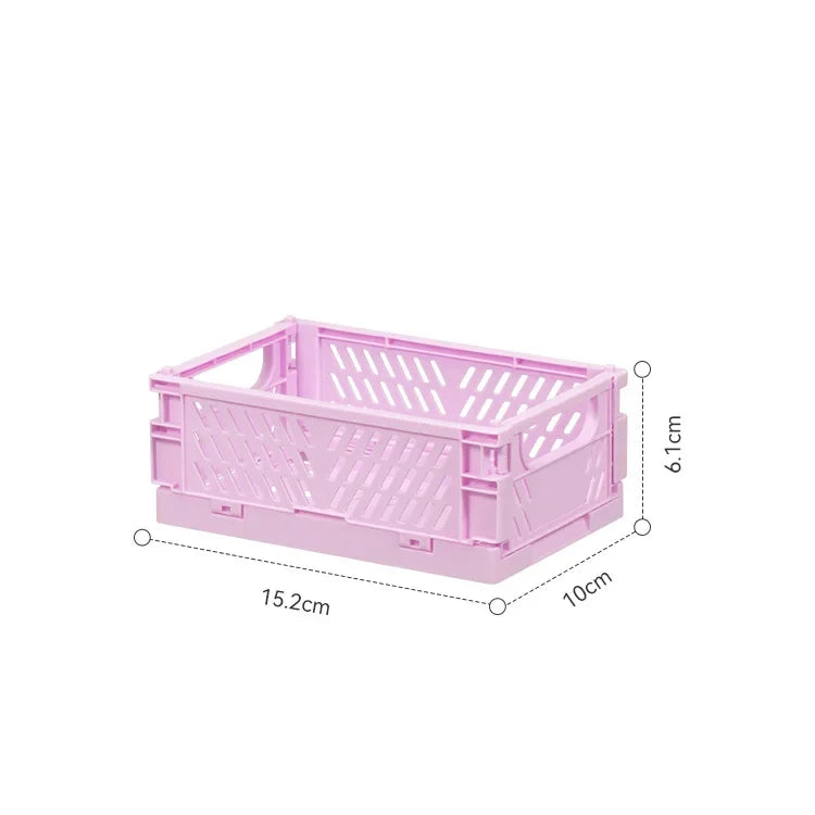 Plastic Foldable Storage Crate Folding Box Basket Stackable Cute Makeup Jewellery Toys Boxes for Storage Box Organizer Portable Leedoar