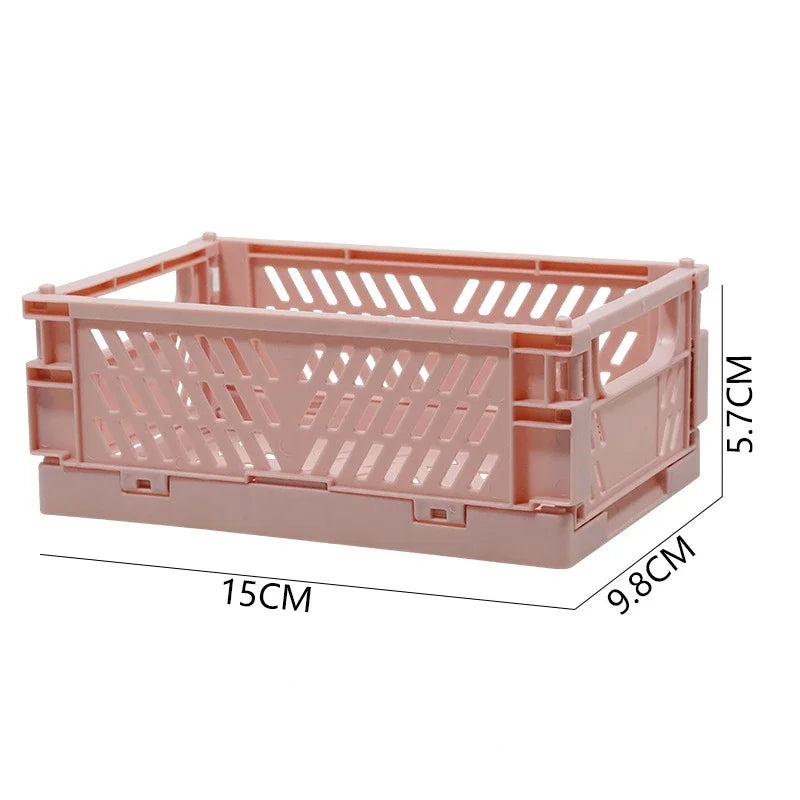 Plastic Foldable Storage Crate Folding Box Basket Stackable Cute Makeup Jewellery Toys Boxes for Storage Box Organizer Portable Leedoar