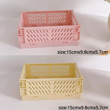 Plastic Foldable Storage Crate Folding Box Basket Stackable Cute Makeup Jewellery Toys Boxes for Storage Box Organizer Portable Leedoar