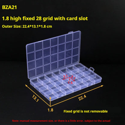 Caja de plástico para joyas, organizador con ranuras para 10, 15 o 24 compartimentos, contenedor para guardar cuentas, caja de almacenamiento de joyas ajustable, caja rectangular 