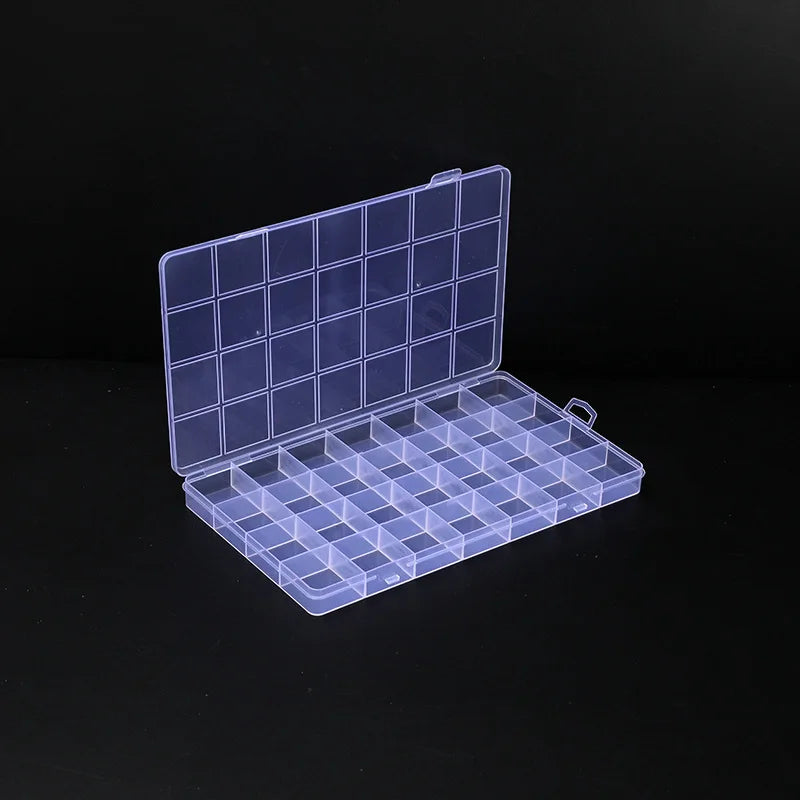 Caja de plástico para joyas, organizador con ranuras para 10, 15 o 24 compartimentos, contenedor para guardar cuentas, caja de almacenamiento de joyas ajustable, caja rectangular 