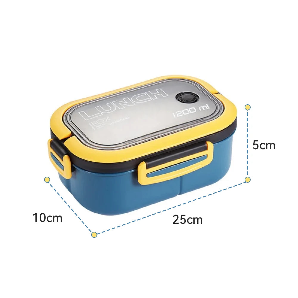 Plastic Oval Compartment Lunch Box with Multiple Layers with Fork Spoon with Handle Buckle Seal Student Office Worker Lunch Leedoar