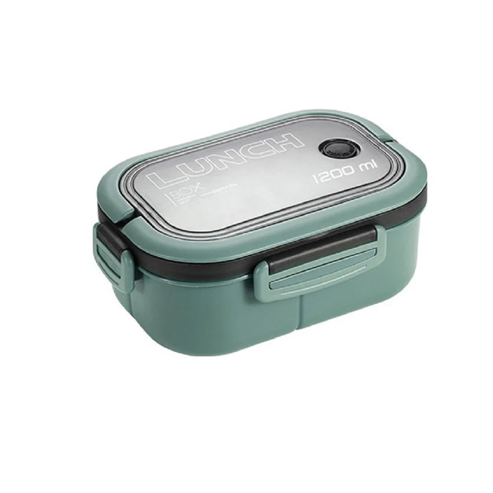 Plastic Oval Compartment Lunch Box with Multiple Layers with Fork Spoon with Handle Buckle Seal Student Office Worker Lunch Leedoar