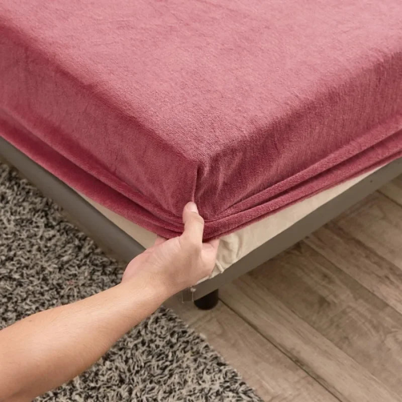 Plush Fitted Sheet Fluffy Coral Fleece Bed Elastic Mattress Cover Linen Luxury Double Bed Velvet Protector Pillowcase Need Order