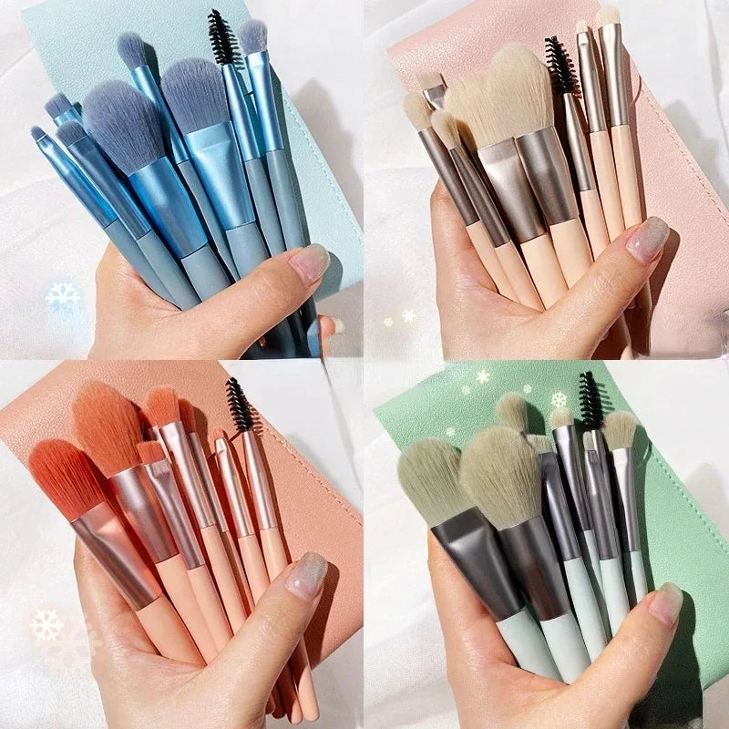 Portable 8Pcs Makeup Brush Set Soft Makeup Concealer Brush Blush Loose Powder Brush Eye Shadow Foundation Brush Beauty Tools Leedoar