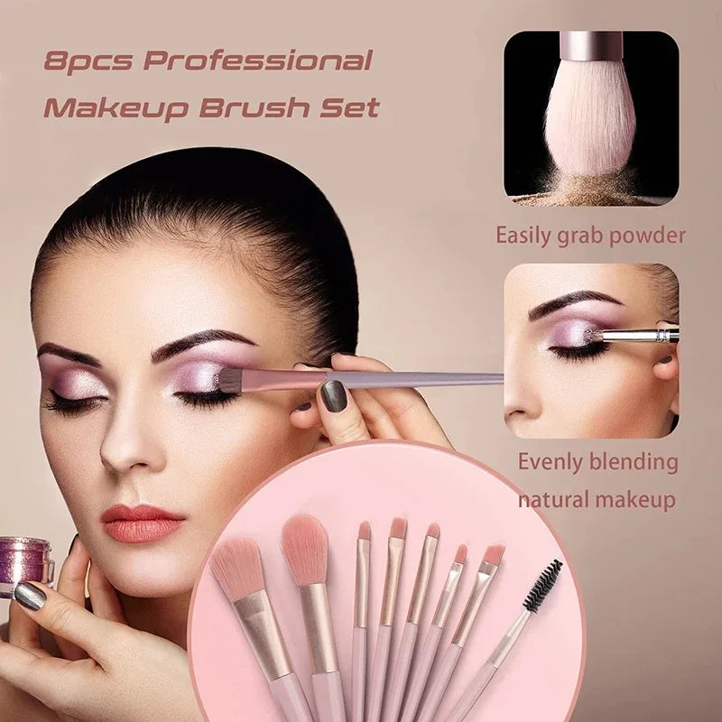 Portable 8Pcs Makeup Brush Set Soft Makeup Concealer Brush Blush Loose Powder Brush Eye Shadow Foundation Brush Beauty Tools Leedoar