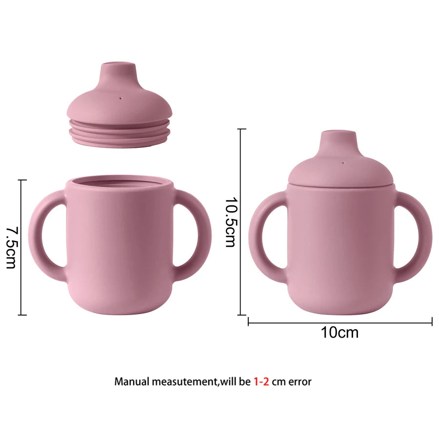 Portable Baby Feeding Drinkware Cup Newborn Learning Hand Shank Bottles Silicone Tableware Toddler Water Bottle Baby Accessories Leedoar