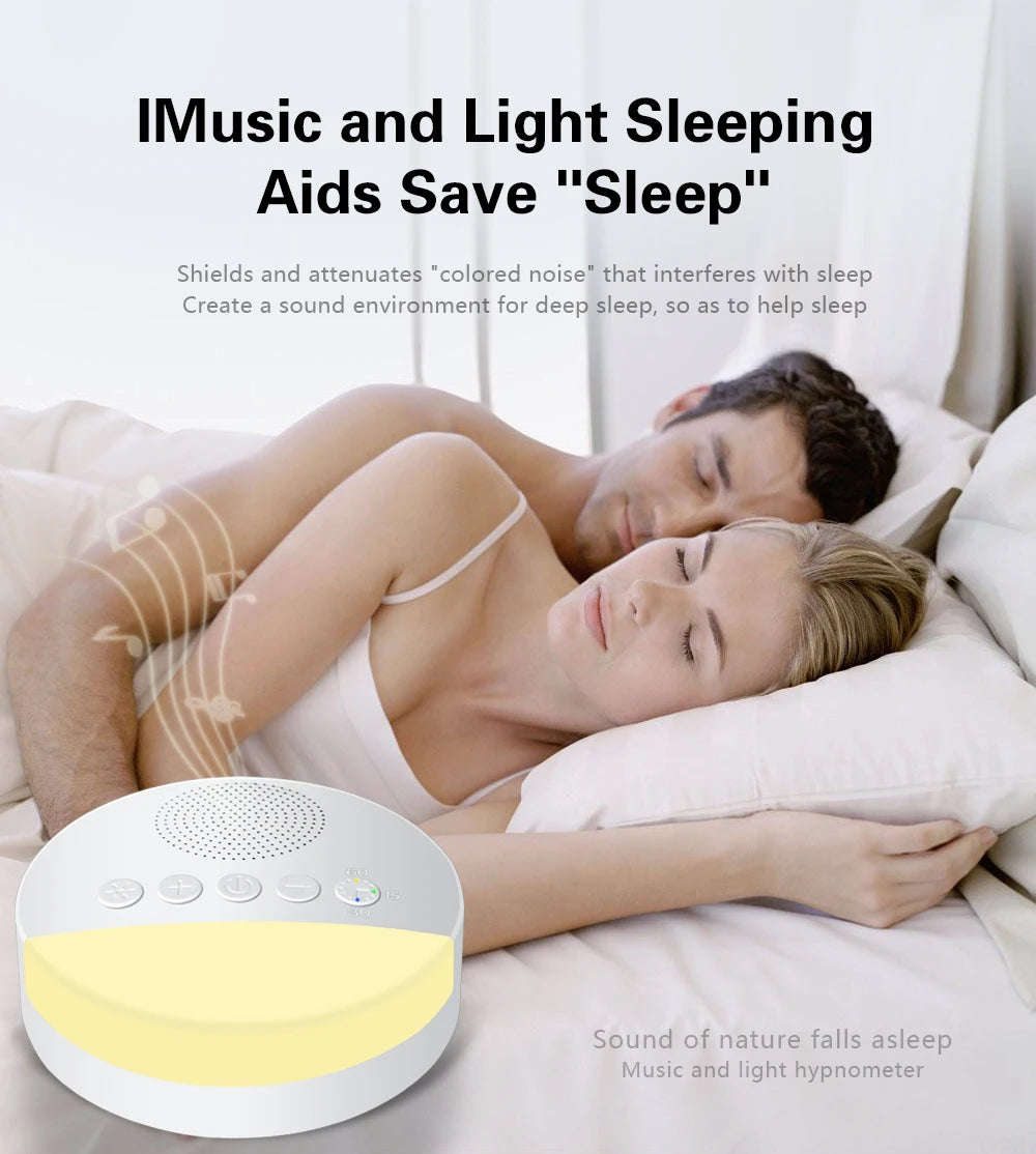 Portable Baby White Noise Machine USB Rechargeable Timed Shutdown Sleep Machine Baby Sleep Sound Player Night Light Noise Player