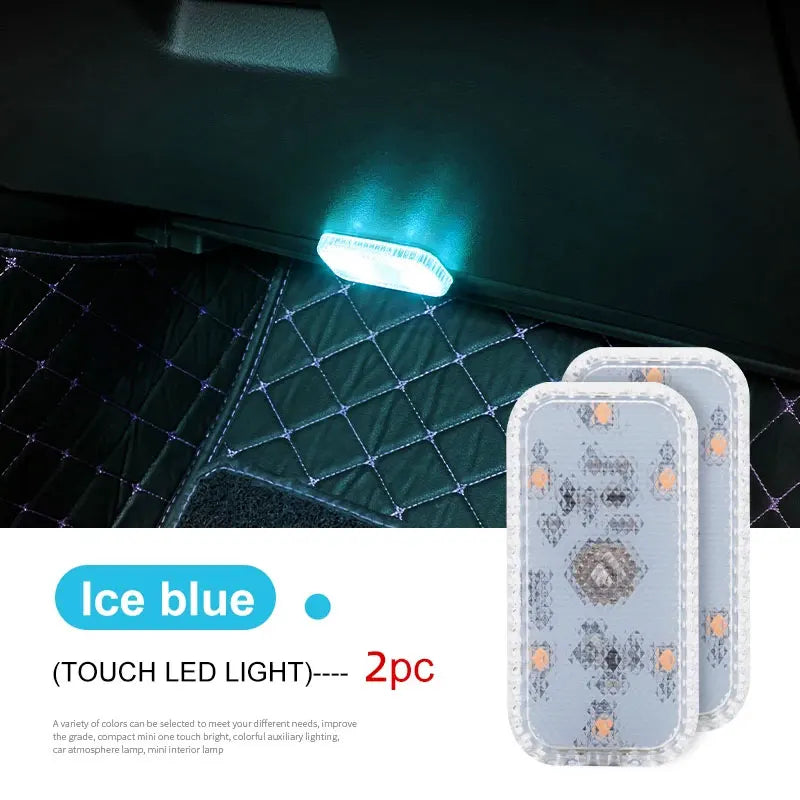 Portable Car Interior Dome Light Finger Touch Sensor Mini LED Reading Lamp Car Roof Magnets USB Charging Atmosphere Lamp Leedoar