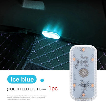 Portable Car Interior Dome Light Finger Touch Sensor Mini LED Reading Lamp Car Roof Magnets USB Charging Atmosphere Lamp Leedoar