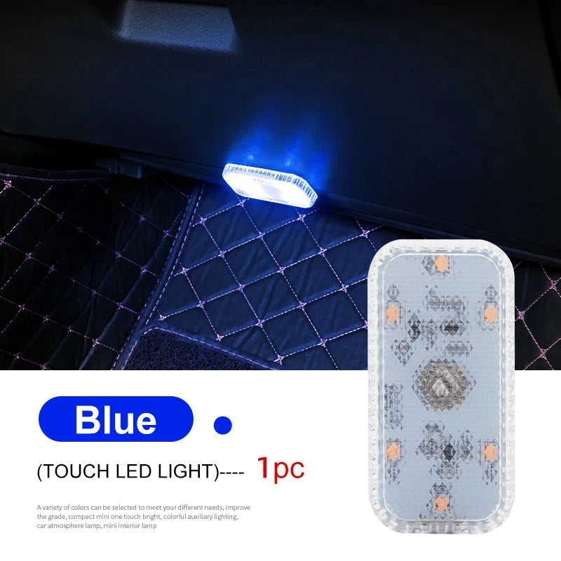 Portable Car Interior Dome Light Finger Touch Sensor Mini LED Reading Lamp Car Roof Magnets USB Charging Atmosphere Lamp Leedoar