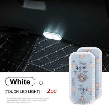 Portable Car Interior Dome Light Finger Touch Sensor Mini LED Reading Lamp Car Roof Magnets USB Charging Atmosphere Lamp Leedoar