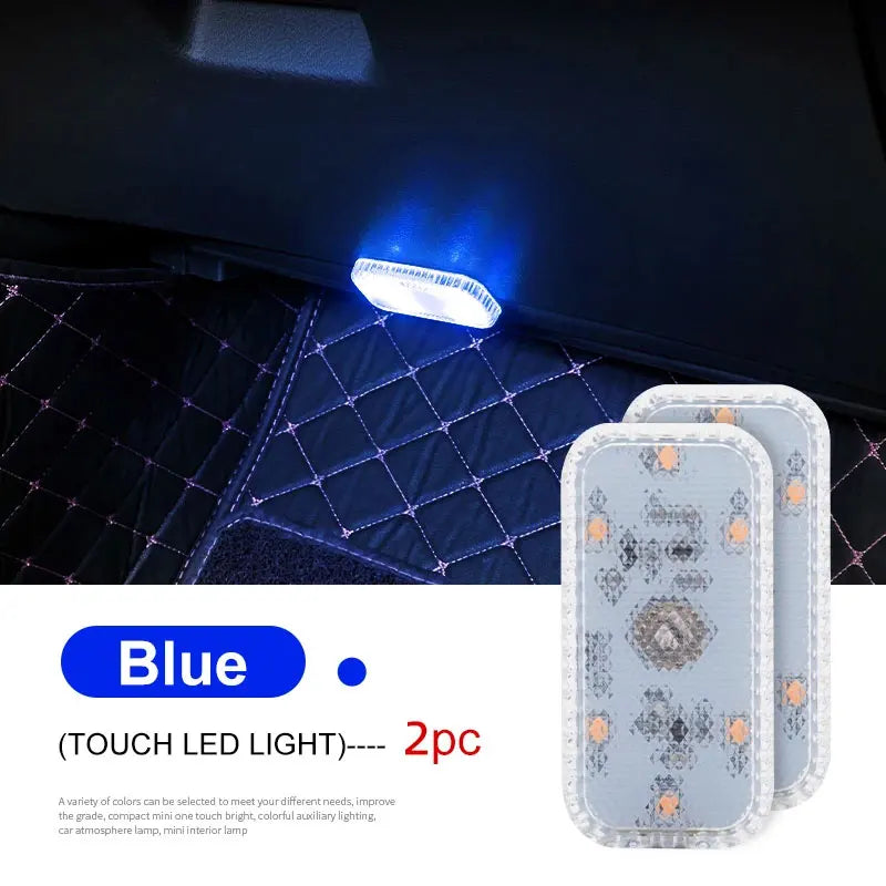 Portable Car Interior Dome Light Finger Touch Sensor Mini LED Reading Lamp Car Roof Magnets USB Charging Atmosphere Lamp Leedoar