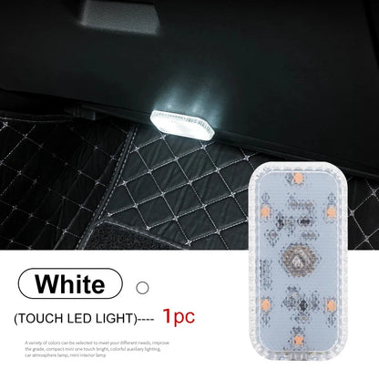 Portable Car Interior Dome Light Finger Touch Sensor Mini LED Reading Lamp Car Roof Magnets USB Charging Atmosphere Lamp Leedoar