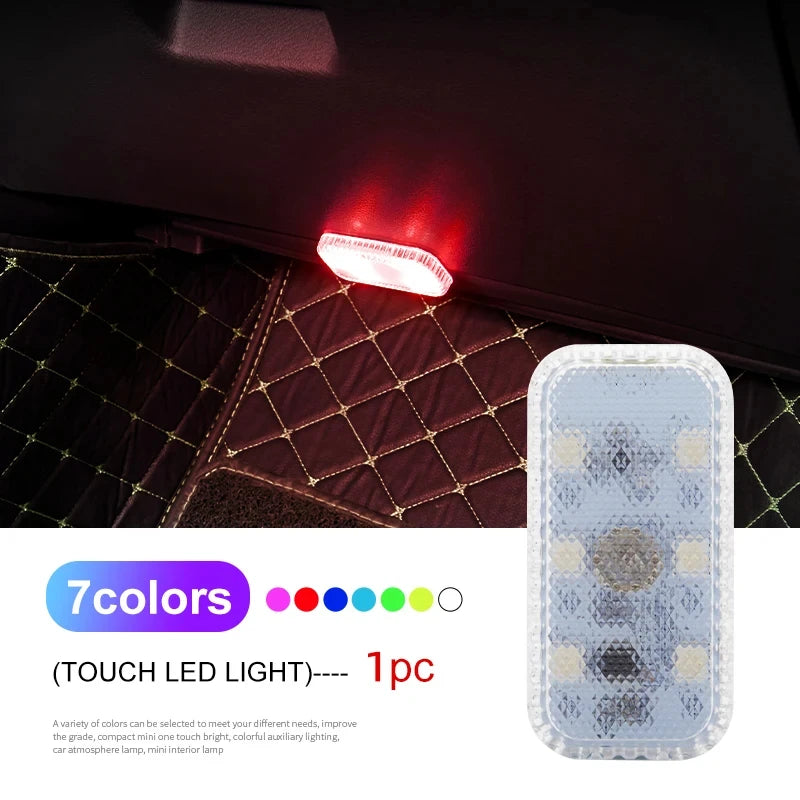 Portable Car Interior Dome Light Finger Touch Sensor Mini LED Reading Lamp Car Roof Magnets USB Charging Atmosphere Lamp Leedoar