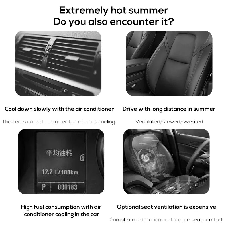 Ventilador portátil para asiento de automóvil para pasajero delantero y trasero, con alimentación por USB, para reposacabezas de automóvil, con correa ajustable 