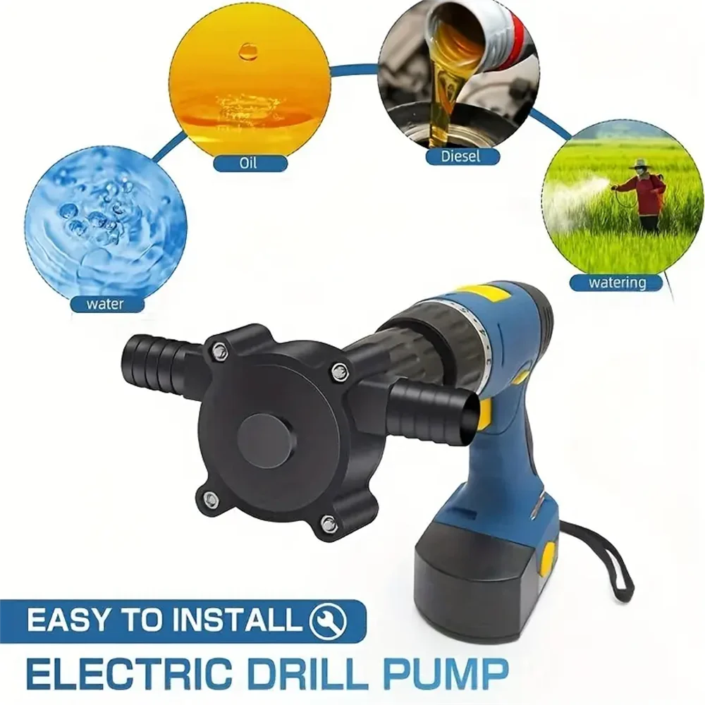 Portable Electric Drill Pump Self Priming Liquid Transfer Pumps Small Household Water Pump Garden Outdoor Tool Leedoar