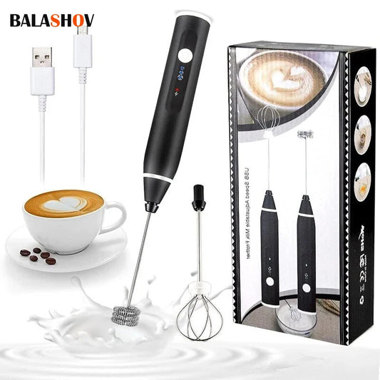 Batedor de leite elétrico portátil sem fio recarregável liquidificador de mão batedor de ovos com mini batedor USB para creme de café 