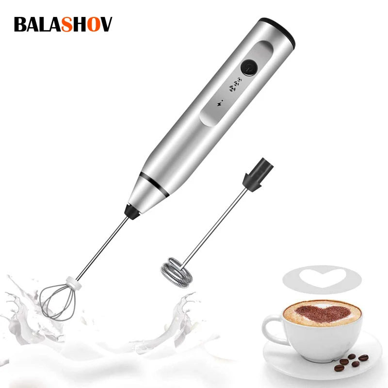 Batedor de leite elétrico portátil sem fio recarregável liquidificador de mão batedor de ovos com mini batedor USB para creme de café 