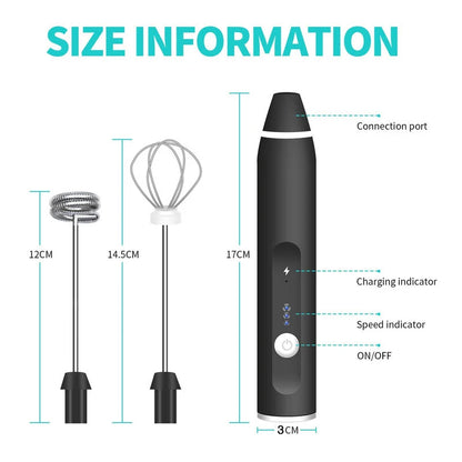 Batedor de leite elétrico portátil sem fio recarregável liquidificador de mão batedor de ovos com mini batedor USB para creme de café 