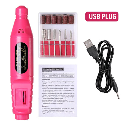 Portable Electric Nail Drill Machine Manicure Milling Cutter Set Nail Files Drill Bits Gel Polish Remover Tools Leedoar