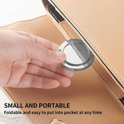 Portable Folding Bag Hanger Handbag Hook Holder Table Hook Crystal Alloy Purse Bag Holder Circle Shape Bag Accessories Leedoar