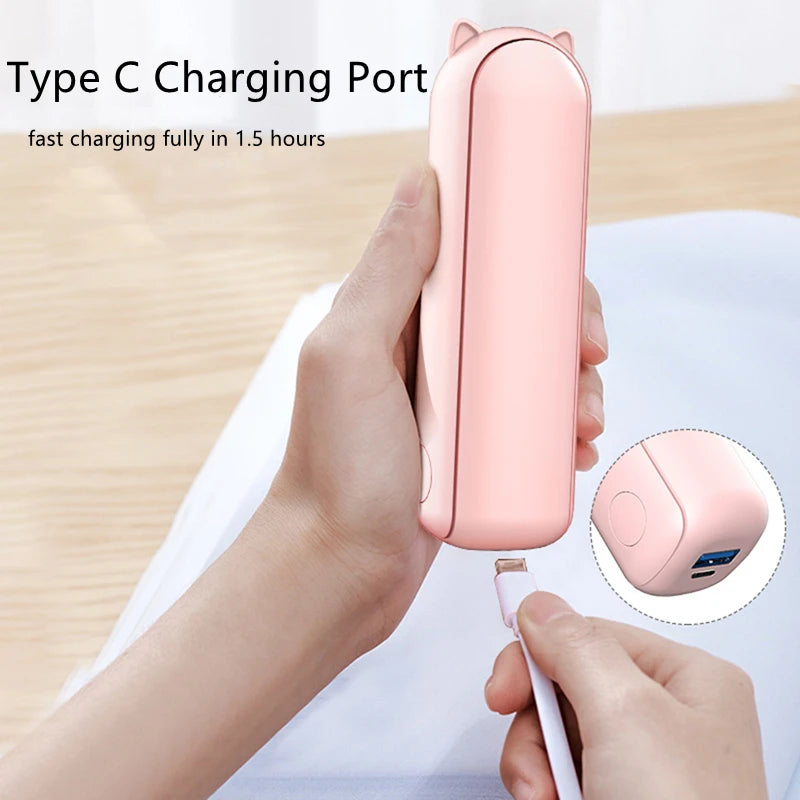 Portable Folding Electric Fan 3-in-1 Mini Handheld Cooling Fan Lightweight Handheld Portable Bag Pendant Fan Student Small Fan Leedoar