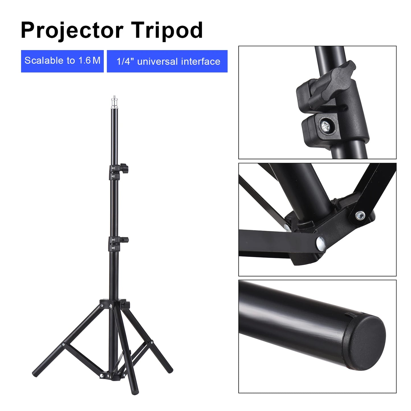 Portable Holder Universal Projector Tripod Stand Stretchable  Bracket Aluminum Alloy 1/4'' Interface Adjustable Height for LCD Leedoar