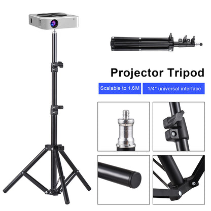 Portable Holder Universal Projector Tripod Stand Stretchable  Bracket Aluminum Alloy 1/4'' Interface Adjustable Height for LCD Leedoar