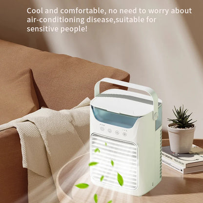 Humidificador portátil, ventilador, aire acondicionado, ventilador eléctrico USB, luz LED nocturna, niebla de agua, divertido enfriador de aire 3 en 1, humidificador para el hogar 