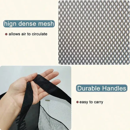 Portable Mesh Pop Up Laundry Hamper Wide Opening Breathable Collapsible Space-Saving Laundry Basket Dorm Travel Bathroom Items Leedoar