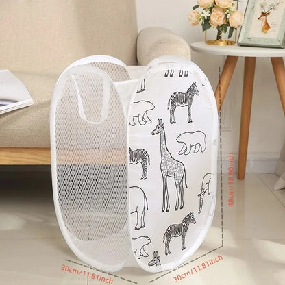 Portable Mesh Pop Up Laundry Hamper Wide Opening Breathable Collapsible Space-Saving Laundry Basket Dorm Travel Bathroom Items Leedoar