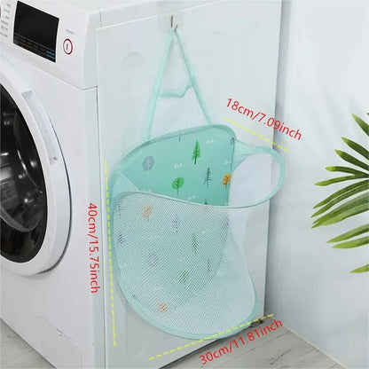 Portable Mesh Pop Up Laundry Hamper Wide Opening Breathable Collapsible Space-Saving Laundry Basket Dorm Travel Bathroom Items Leedoar