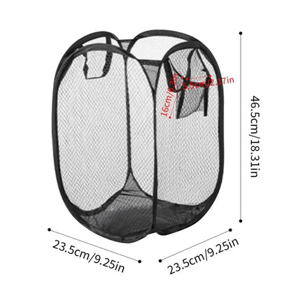 Portable Mesh Pop Up Laundry Hamper Wide Opening Breathable Collapsible Space-Saving Laundry Basket Dorm Travel Bathroom Items Leedoar