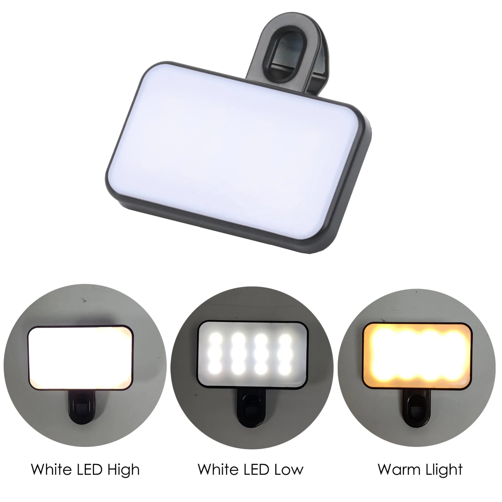 Portable Mini Selfie Fill Light Rechargeable 3 Modes Adjustable Brightness Clip On For Mobile Phone Computer Fill Light Leedoar