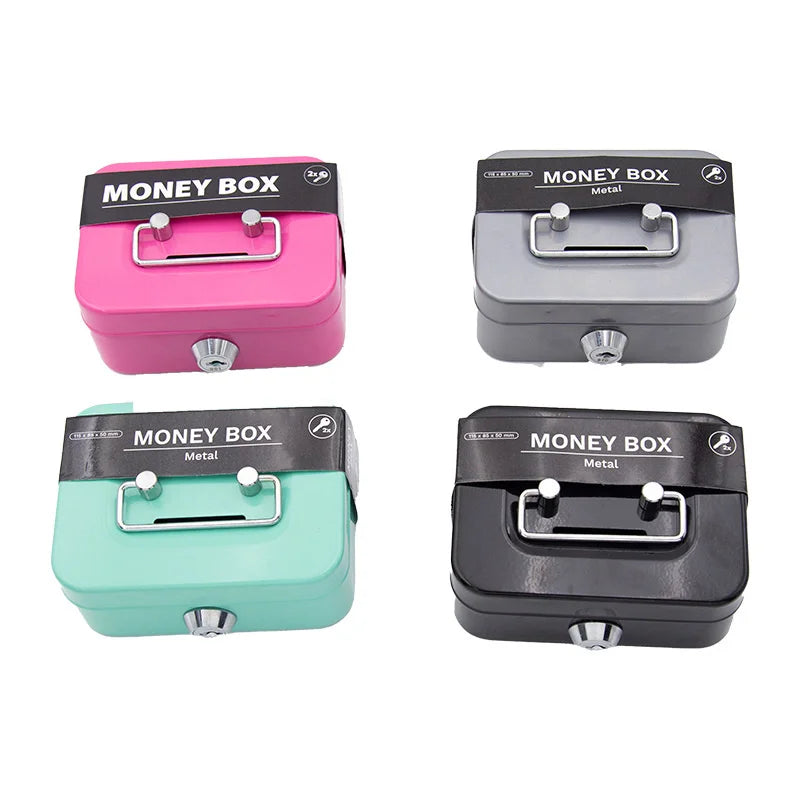 Portable Mini Small Money Safe Box Secure with Lock Keys Slot Organizer Metal Steel Coin Cash Bank Without Tray Adults and Kids Leedoar