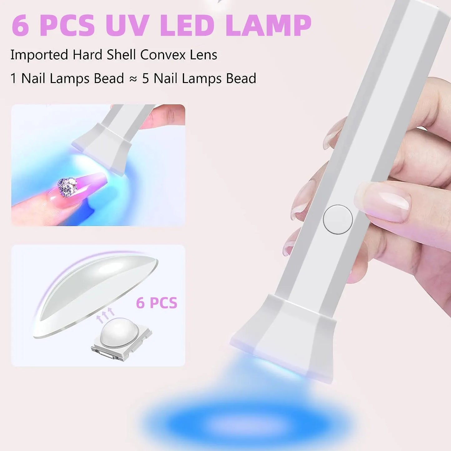 Lámpara secadora de uñas portátil, luz LED UV para uñas, para curar todo tipo de esmaltes en gel, máquina de manicura de secado rápido recargable por USB, herramientas para decoración de uñas 