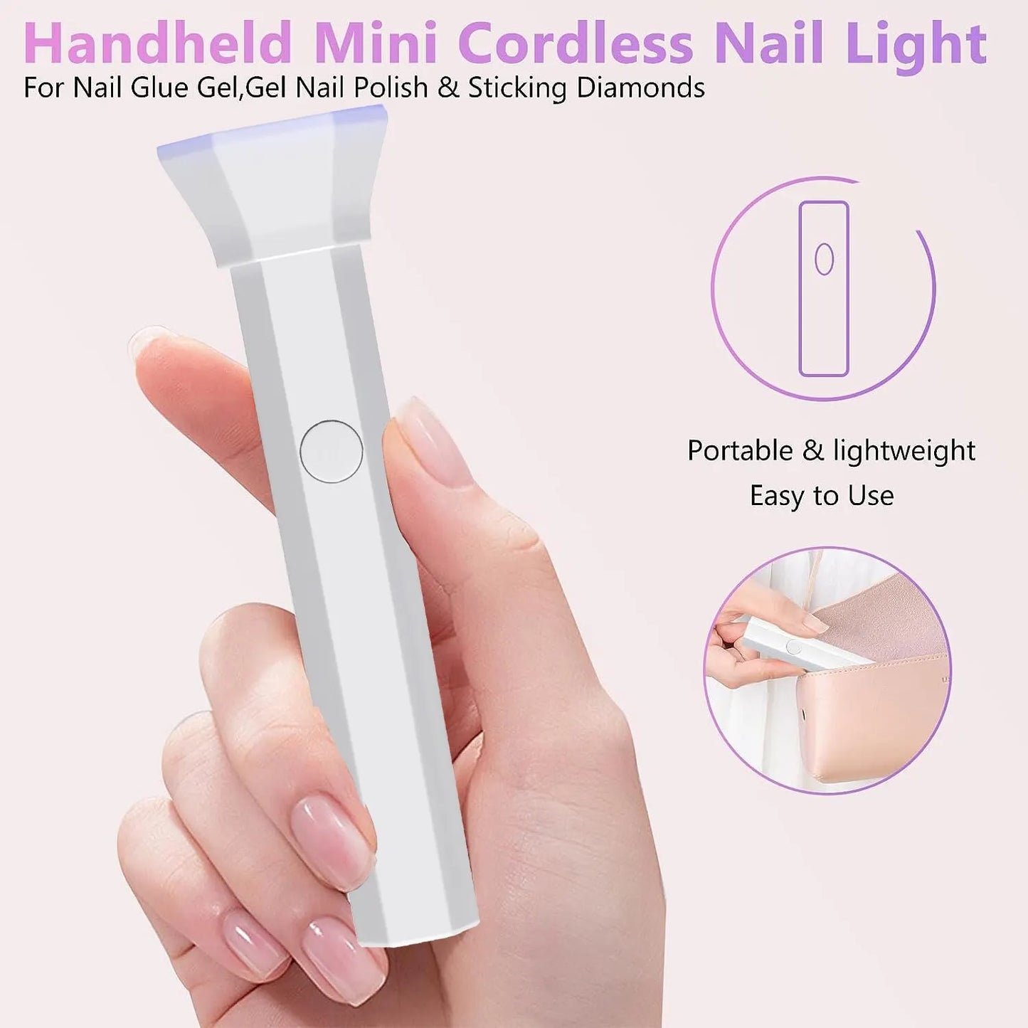 Lâmpada secadora de unhas portátil UV LED luz de unha para curar todos os esmaltes em gel USB recarregável máquina de manicure de secagem rápida ferramentas para arte em unhas 