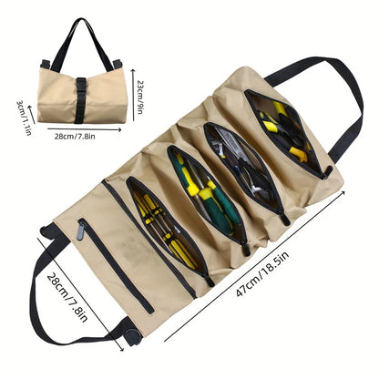 Portable Oxford Cloth Storage Bag Toolkit Car Automotive Motorcycle Canvas Wrench Tool Organizer Bucket Hanging Zipper Camping Leedoar