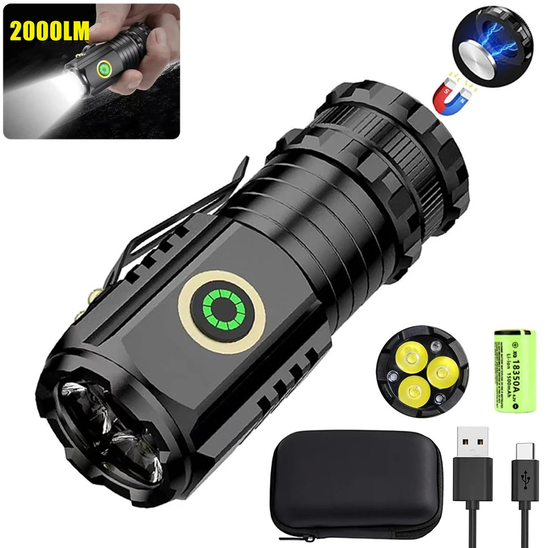 Lanterna LED Zoom recarregável portátil XP-G Q5 Mini lanterna lanterna 3 modos de iluminação lâmpada de acampamento 