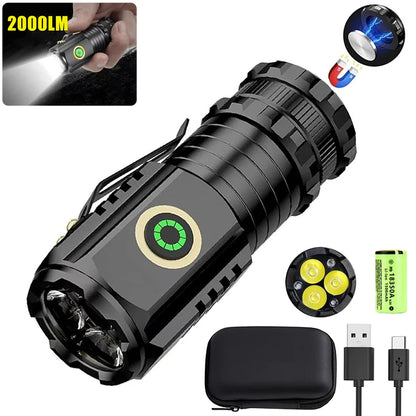 Linterna LED portátil recargable con zoom XP-G Q5, minilinterna con 3 modos de iluminación, lámpara de camping 