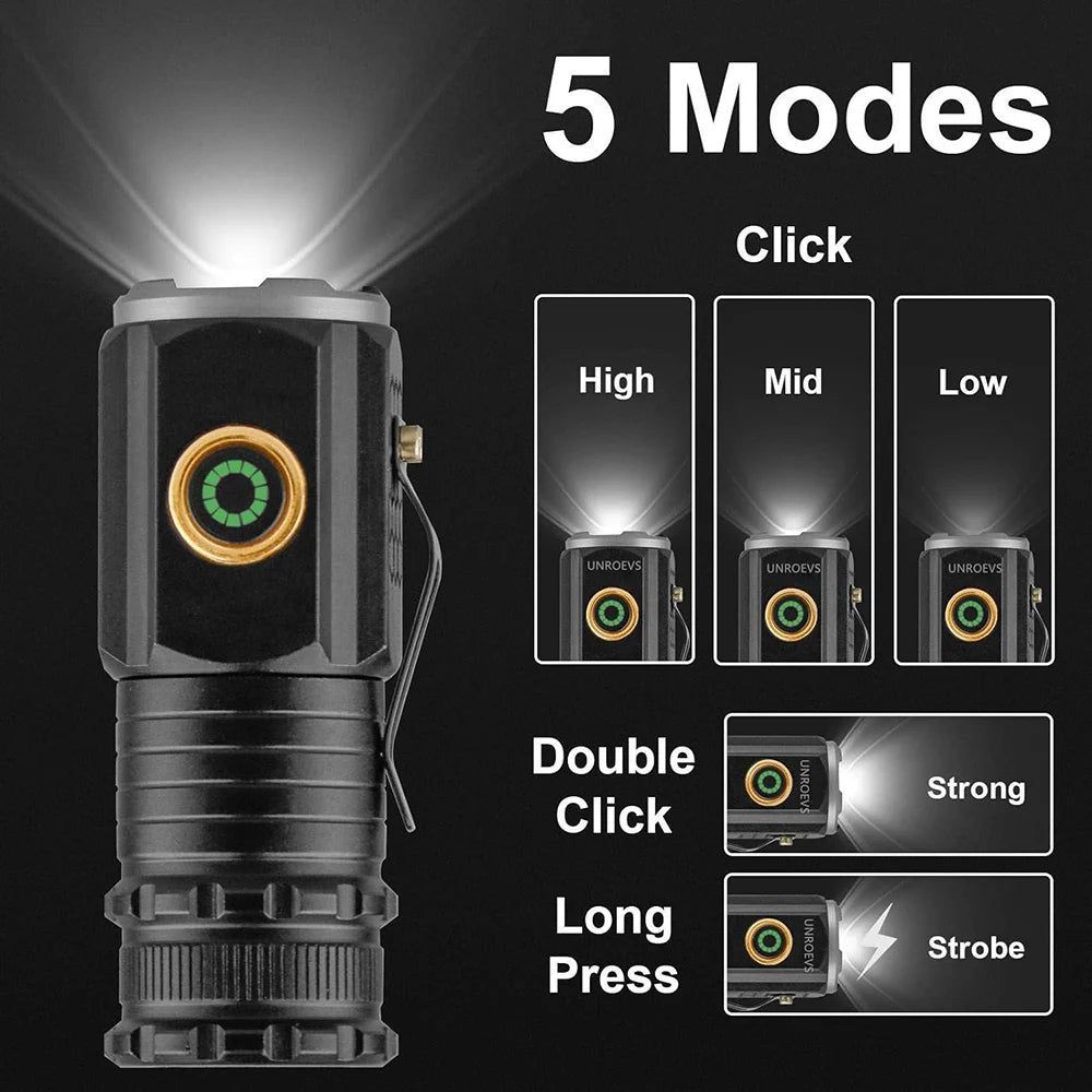 Lanterna LED Zoom recarregável portátil XP-G Q5 Mini lanterna lanterna 3 modos de iluminação lâmpada de acampamento 