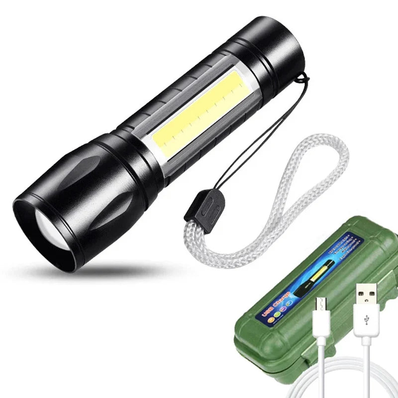 Linterna LED portátil recargable con zoom XP-G Q5, minilinterna con 3 modos de iluminación, lámpara de camping 