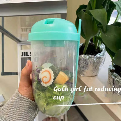 Portable Salad Container Bottled with Fork Mason Cup with Spoon Cap Yogurt Cup Milk Cup for Lunch Salad Breakfast Salad Bowl Leedoar