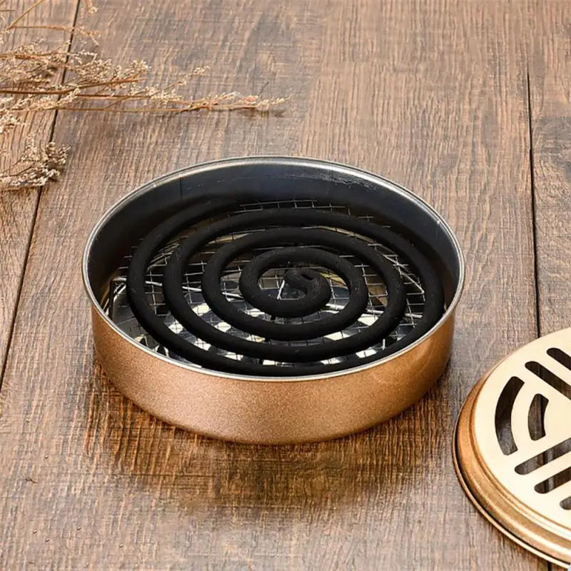 Portable Stainless Steel Round Rack Plate Modern Spiral Cover Mosquito Coil Holder Tray Incense Insect Repellen Candle Holder Leedoar