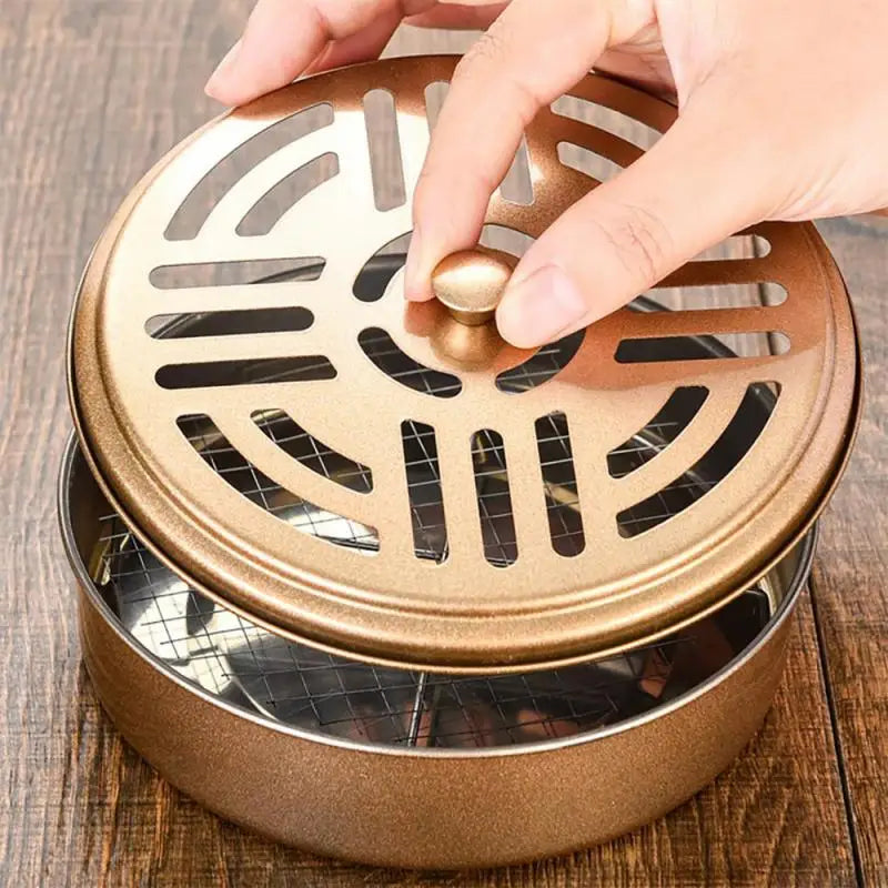 Portable Stainless Steel Round Rack Plate Modern Spiral Cover Mosquito Coil Holder Tray Incense Insect Repellen Candle Holder Leedoar