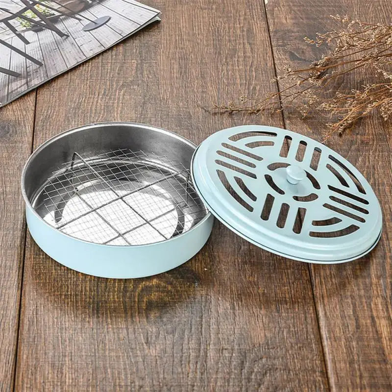 Portable Stainless Steel Round Rack Plate Modern Spiral Cover Mosquito Coil Holder Tray Incense Insect Repellen Candle Holder Leedoar