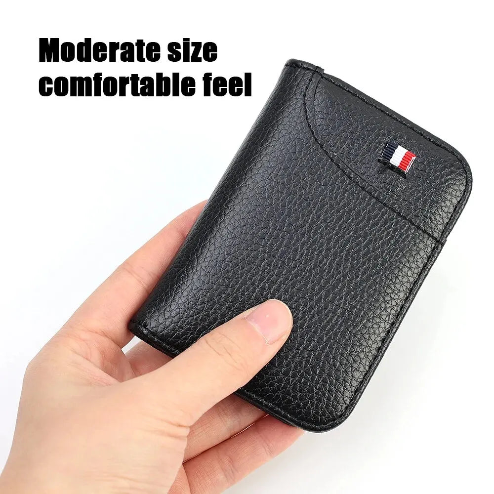 Cartera portátil súper delgada y suave para hombres, de cuero de PU, mini billetera para tarjetas de crédito, tarjetero, billetera delgada, pequeña y corta 